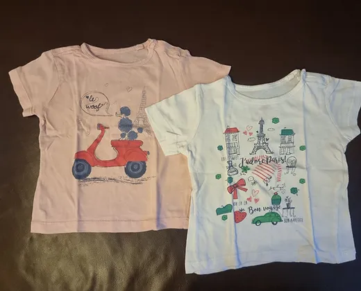 2 Paris T-Shirts Gr. 74/80