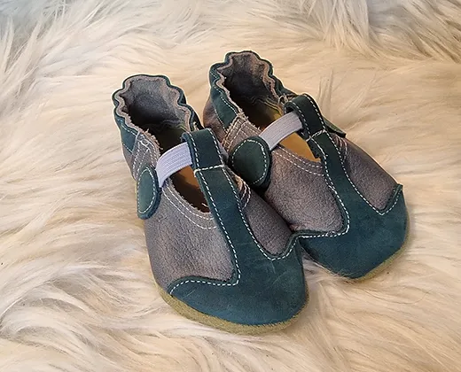 Krabbelschuhe Grau/ Petrol Gr. 21