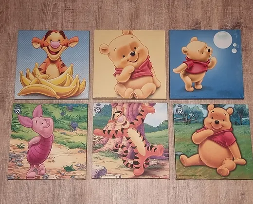 6x Winnie the Pooh Keilrahmenbild/ Wandbild